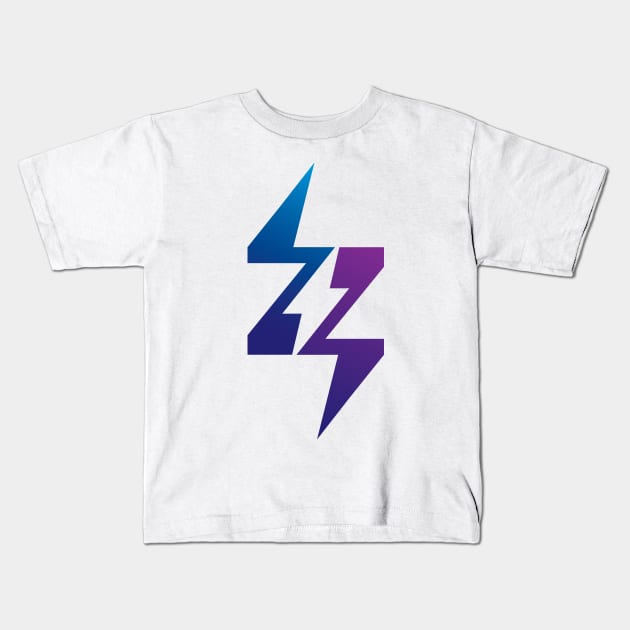 Letter Z Energy Power Bolt Lightning Flash Graphic in Blue and Purple Kids T-Shirt by GeeTee